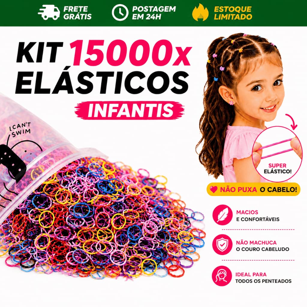 15000 Peças Elástico de Cabelo Para Tranças Descartável Multicolorido Envio 24h