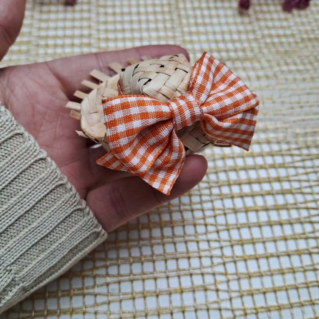 Mini Chapéu de Palha Laço Xadrez No Bico de Pato Festa Junina Menina São João