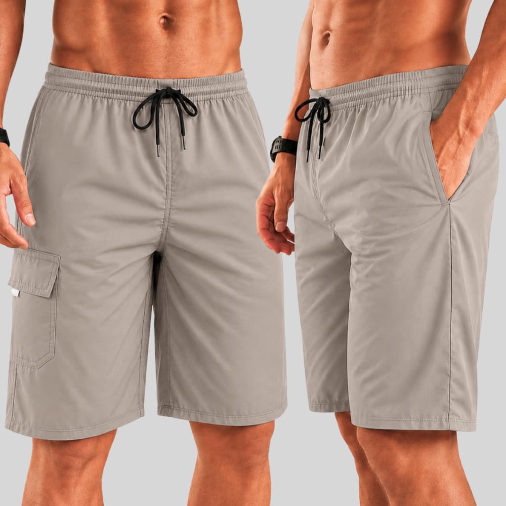 Bermuda Masculina Sarja Brim Short Masculino Cargo Plus Size Com Bolso Cordão Elástico Ajuste Casual