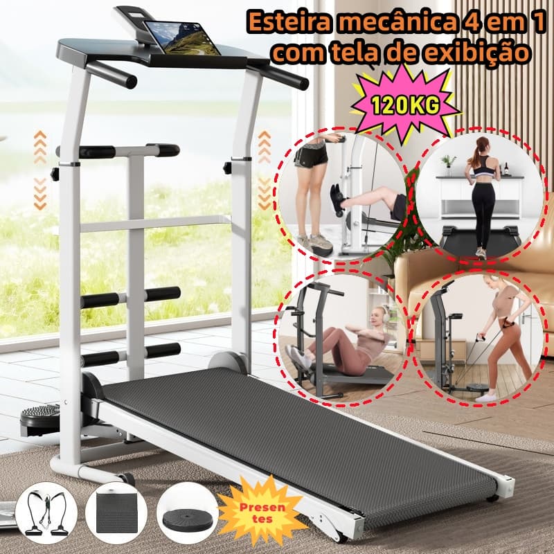 Esteira de Caminhada 4em1 Mecânica com Display suporta 120kg