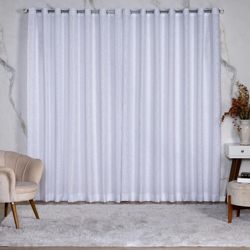 Cortina Jacquard Premium 3 Metros x 2,80 Altura Tecido Encorpado com Ilhós Cromado