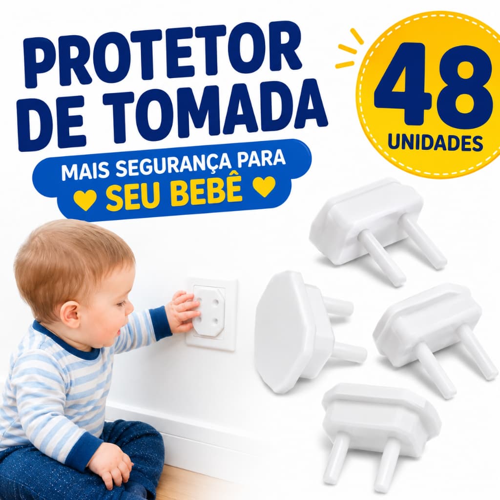 Kit 48 un Protetor de Tomada Segurança Bebê Criança Contra Choque Elétrico. Pronta Entrega