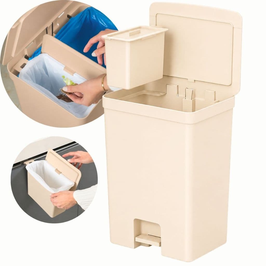Lixeira Pedal Trium Dupla De 46Litros Com Cesto Bancada Pia 4Litros Marca Ou