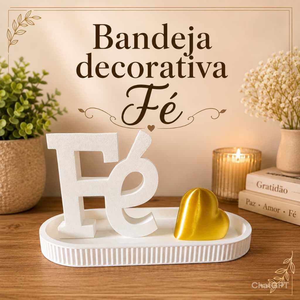 Bandeja Decorativa Fé – Elegância e Significado para Seu Lar ✨🙏