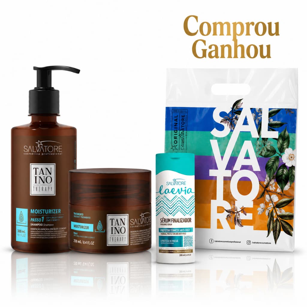 Kit Shampoo 300ml Máscara Condicionadora 250ml Tanino Therapy Moisturizer Salvatore Hidratação