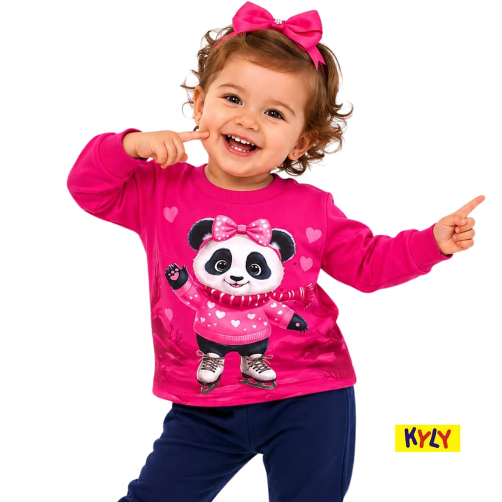 Conjunto infantil moletom flanelado menina Kyly tamanho 1 ao 3 1001530