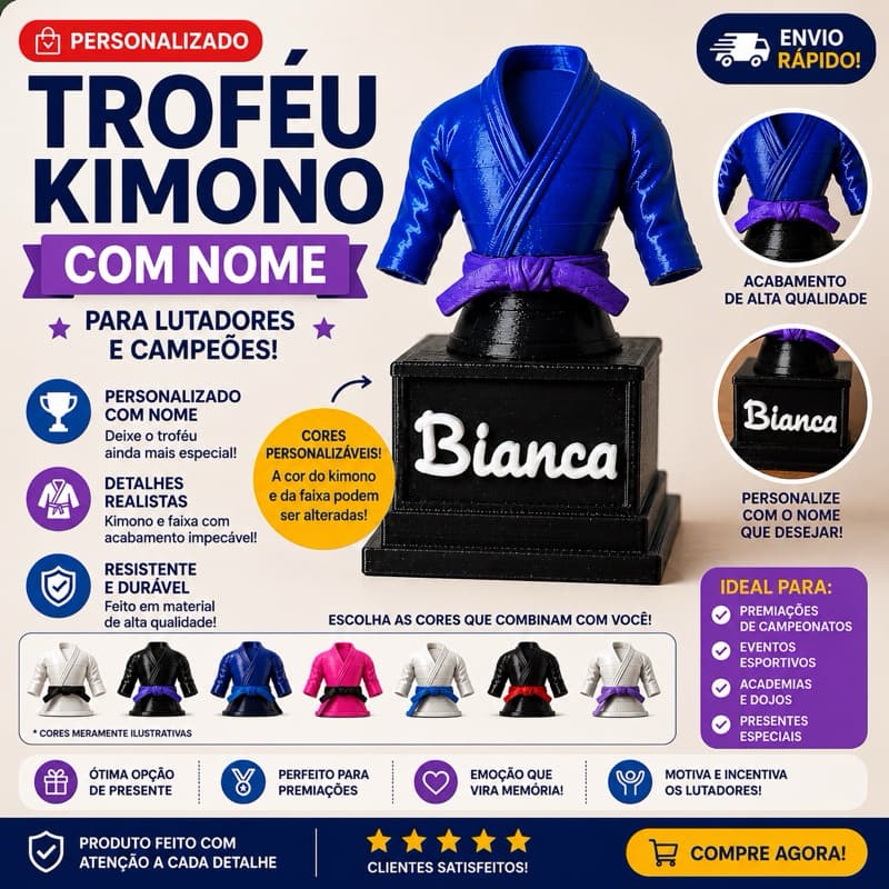 🥋Kimono Personalizado com Nome | Presente para Judô, Jiu-Jitsu e Artes Marciais