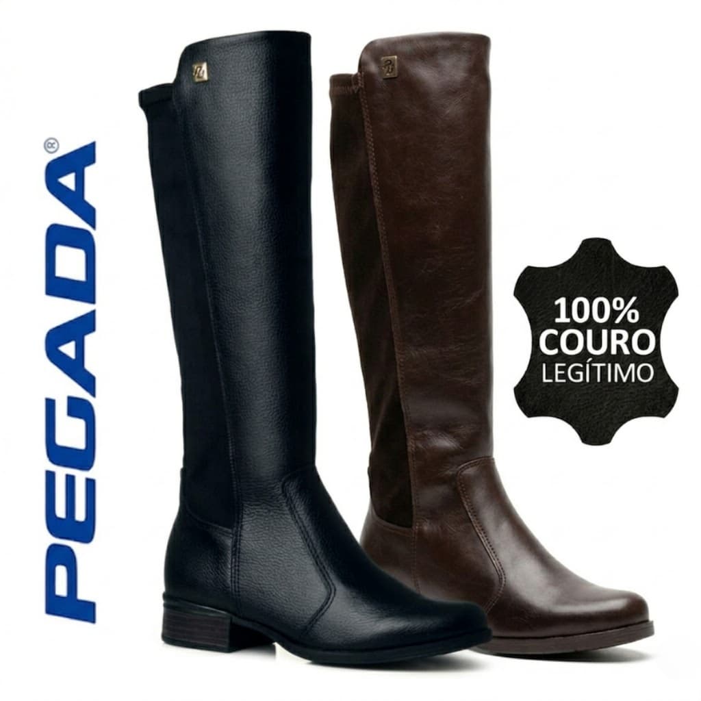 Bota Pegada Couro Feminina Cano Longo Montaria  282063