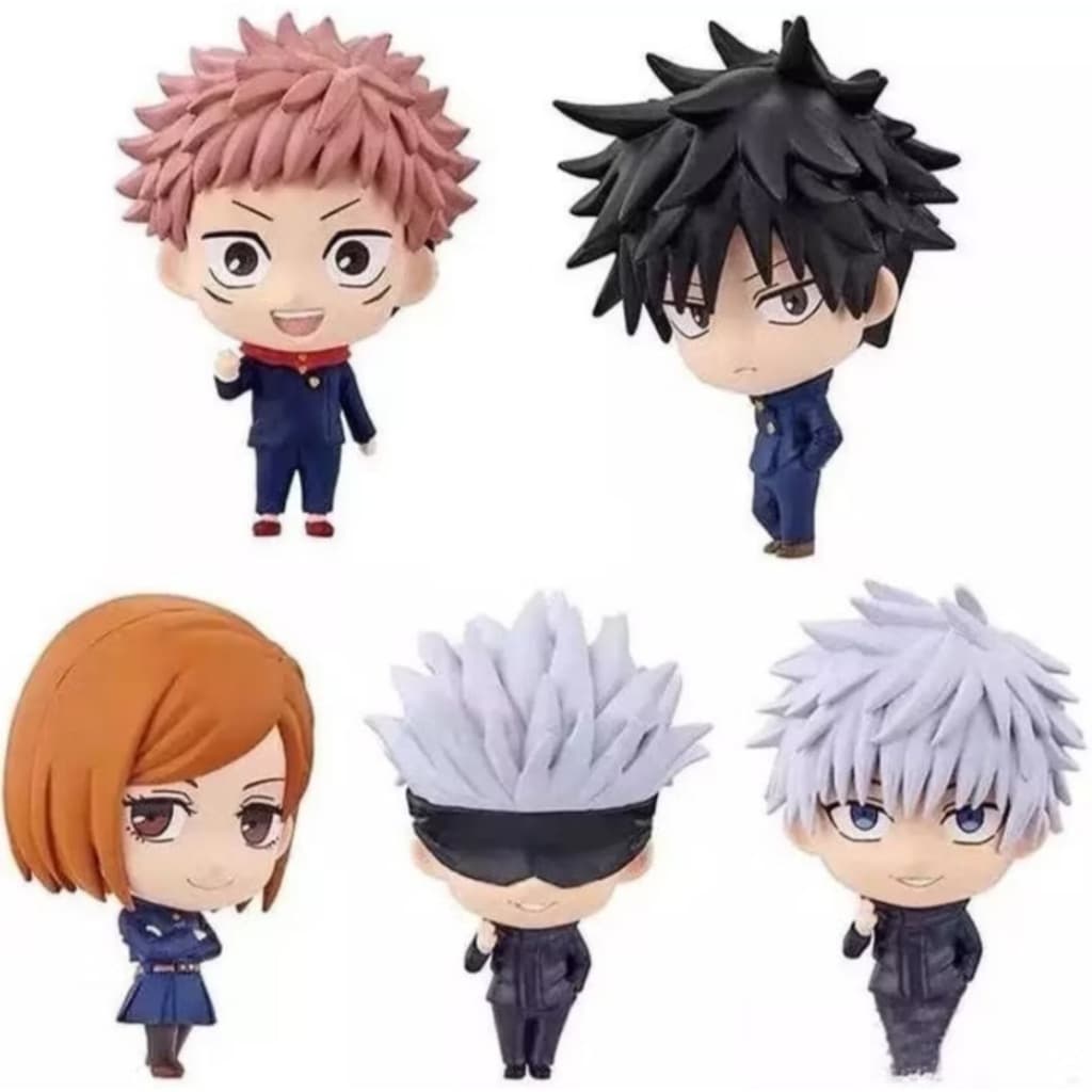 Kit Bonecos Jujutsu Kaisen 5 Personagens Gojo Itadori Megumi Nobara Inumaki Colecionável Anime