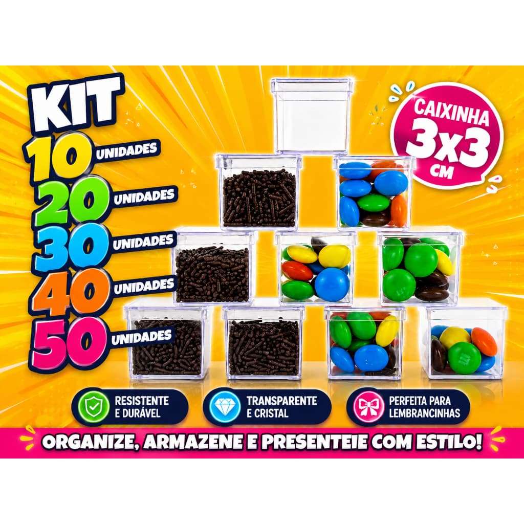 Caixas 10 a 50 Unids 3x3cm Mini Caixinhas de acrílico lembrancinhas festas Varias Cores