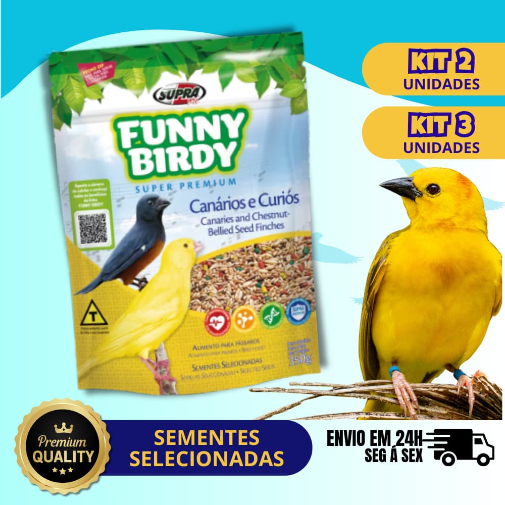 kit 2/3 Mistura Super Premium para Canários e Curiós Funny Birdy 350g