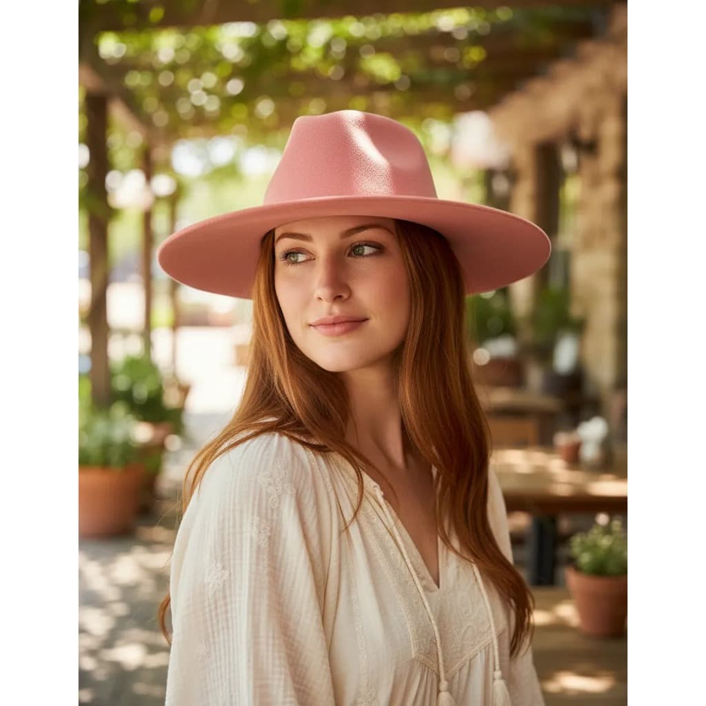 CHAPÉU FEDORA ROSA COM PEQUENO DEFEITO DE FABRICAÇÃO - LEIA A DESCRIÇÃO