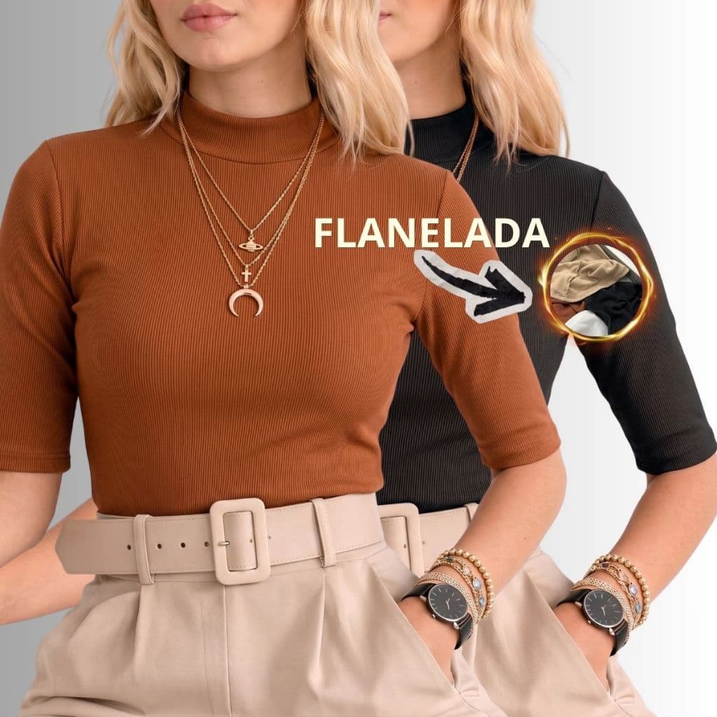 Blusa feminina estilosa de frio gola alta BLUSAS 3/4 trabalho social quentinha inverno elegante pret