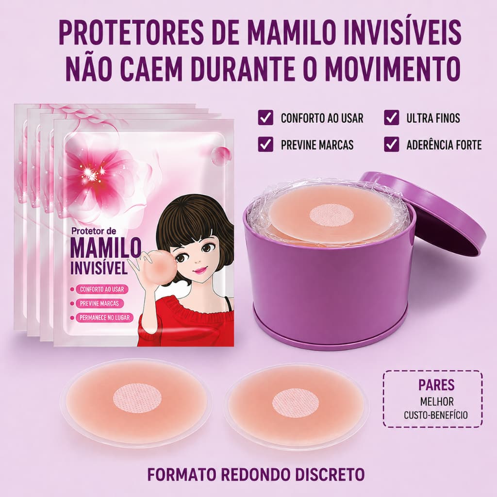Kit 12 Adesivos Protetor De Seio Tapa Bico Peito Confeccionado em Silicone