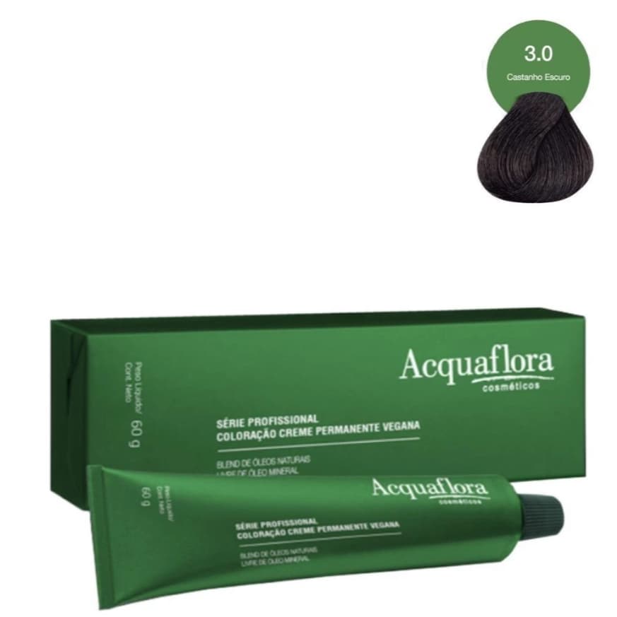 AQUAFLORA SERIE PROFISIONAL COLORAÇAO CREME PERMANENTE VEGANO 3.0 CASTANH