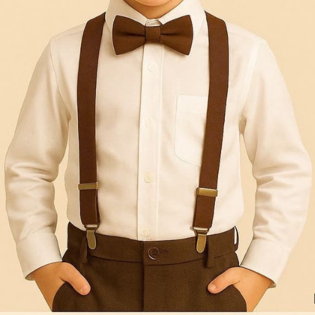 Suspensório com Gravata Borboleta Infantil e Juvenil Unissex Ajustável Ideal para Casamento Pajem Eventos Várias Cores