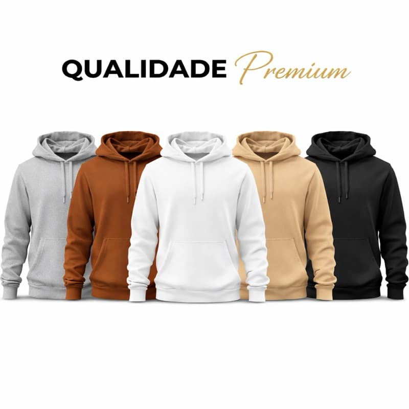 Moletom Canguru Qualidade Premium Sem Estampa Blusa De Frio Com Bolso e Capuz Envio Imediato