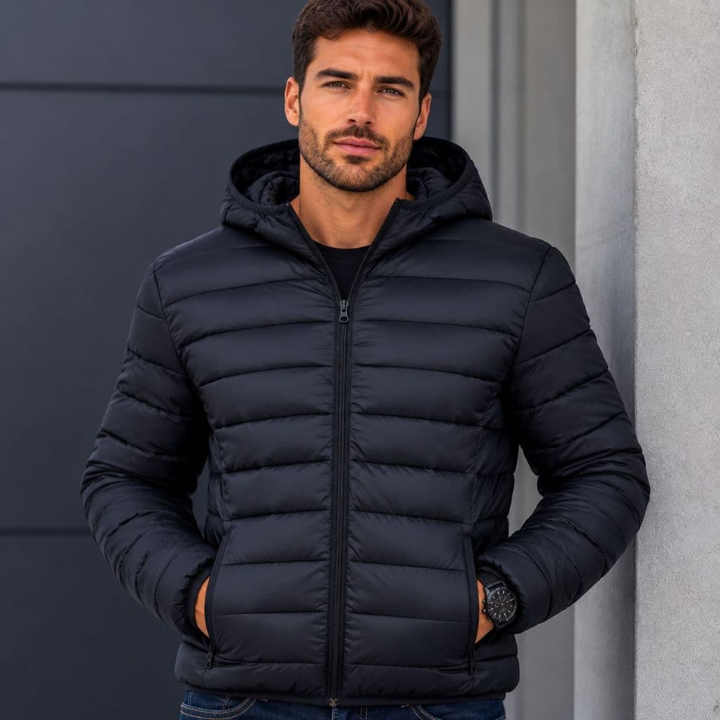 Jaqueta Puffer Masculina Bobojaco Bomber Blusa de Frio Inverno Neve Com Touca Removível