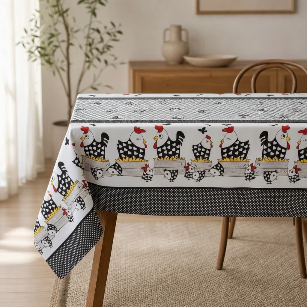Toalha de Mesa Estampada de Pano 4, 6, 8 Lugares