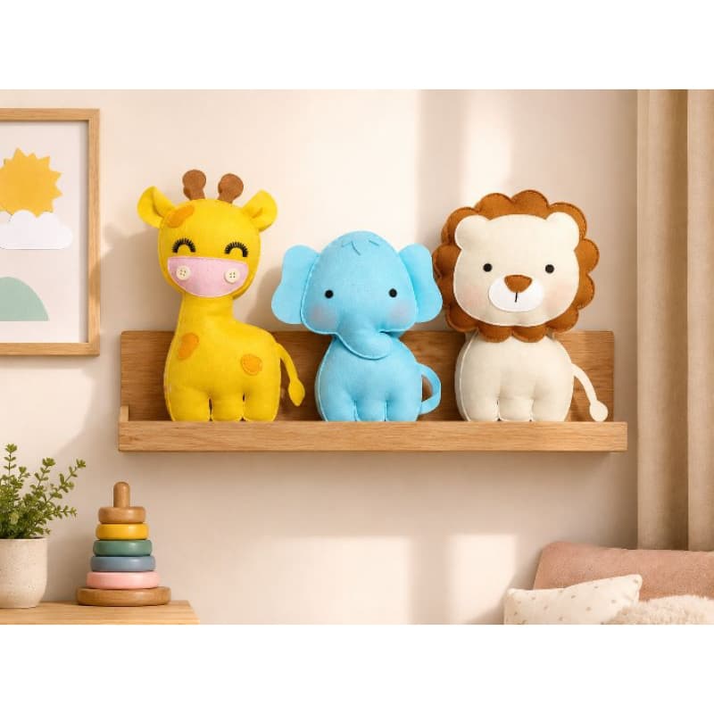 Almofada safari leão, girafa, elefante, decoração quarto de bebê