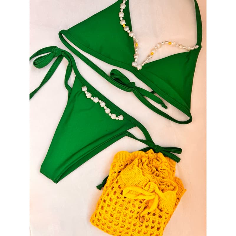 Biquini + Saida de praia em tricô/crochê kit