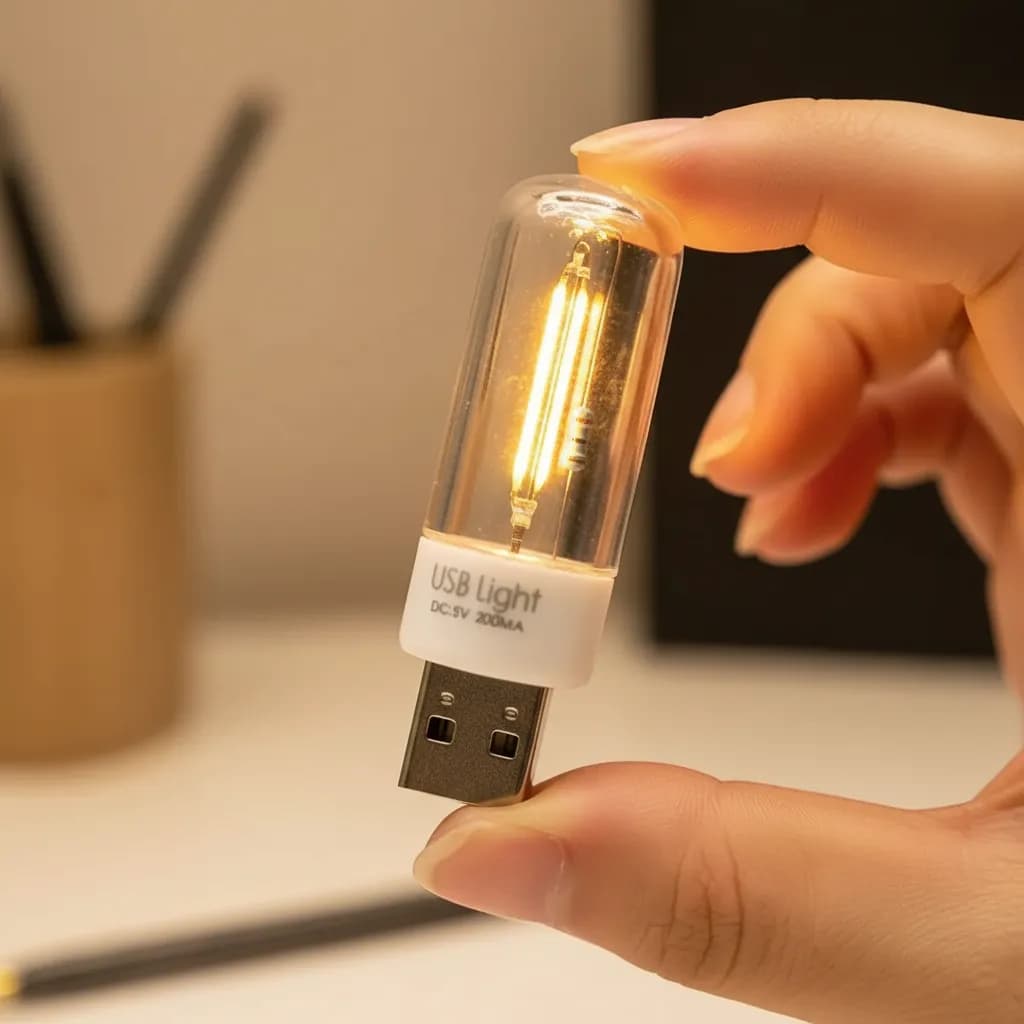 Mini Luminária Lâmpada Filamento USB Led 1w, Luz Quente, Lexlight, Para PC Notebook Computador Carro