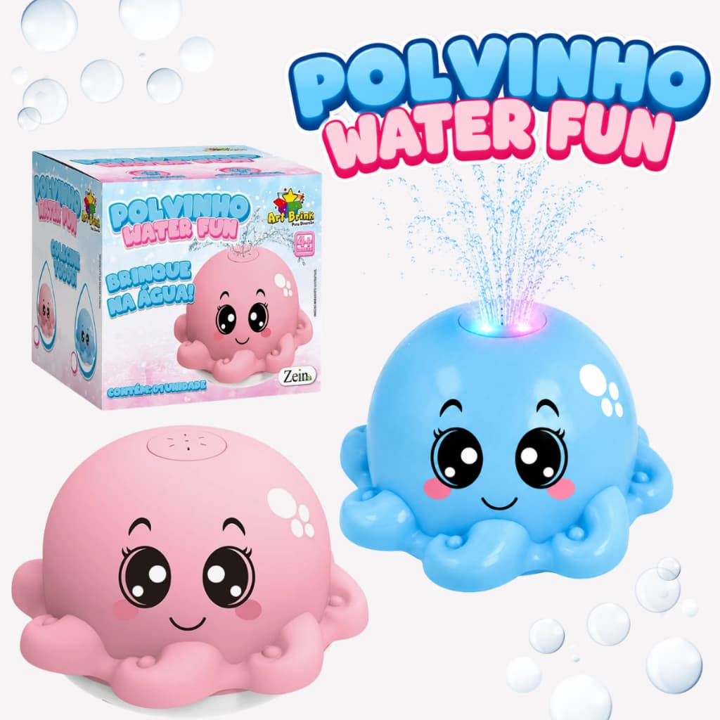 Brinquedo de Banho Polvinho Chafariz Water Fun Com Luz LED Sensor Automático Água Chuveiro Crianças