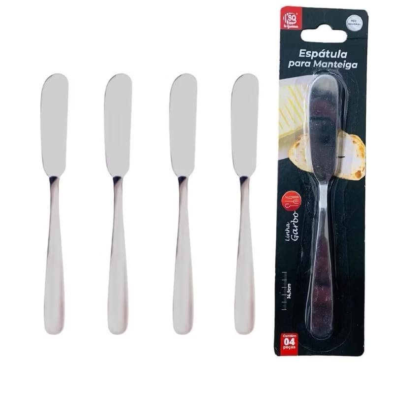 Espátula Para Manteiga 4 Unidades Aço Inox 15,2 cm Original Line Premium Margarina