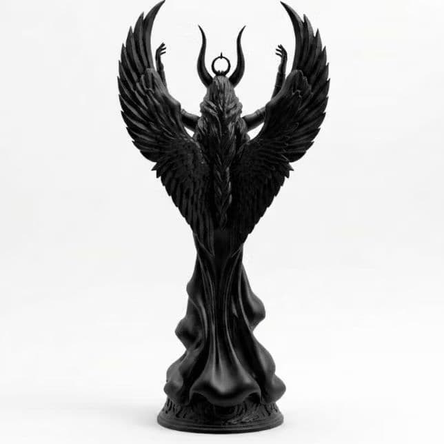 Estátua Lilith Deusa Escultura Mitológica Asas Impressão 3D PETG Premium Altar Decoração Gótica Mística