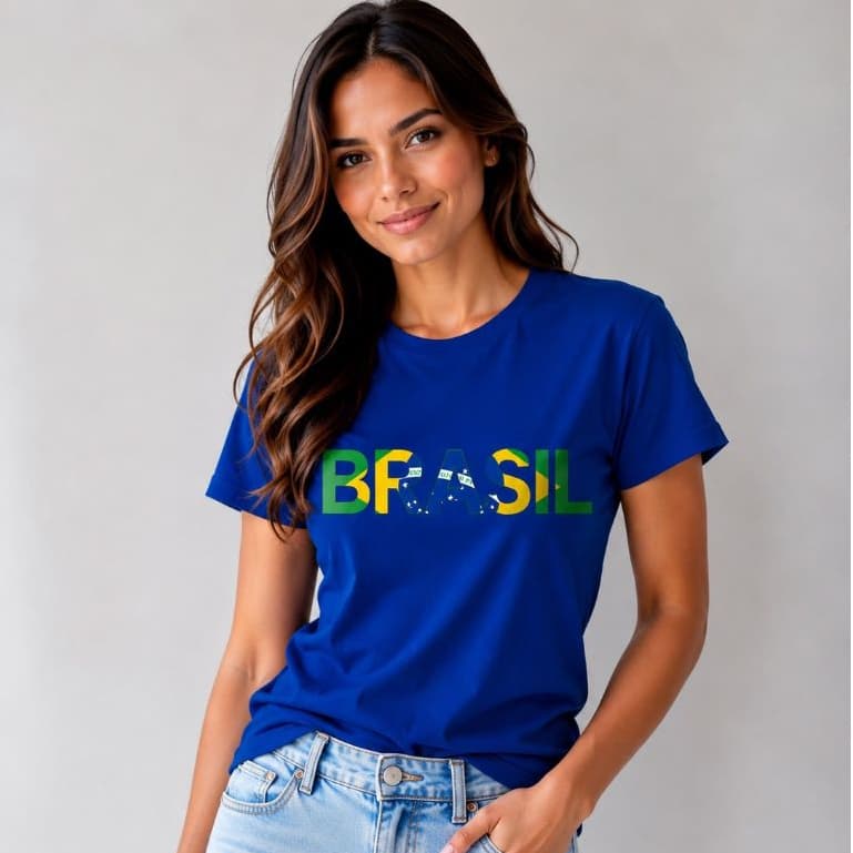 CAMISETA FEMININA DO BRASIL MANGA CURTA COPA DO BRASIL 2026 AZUL AMARELO VERDE TSHIRT