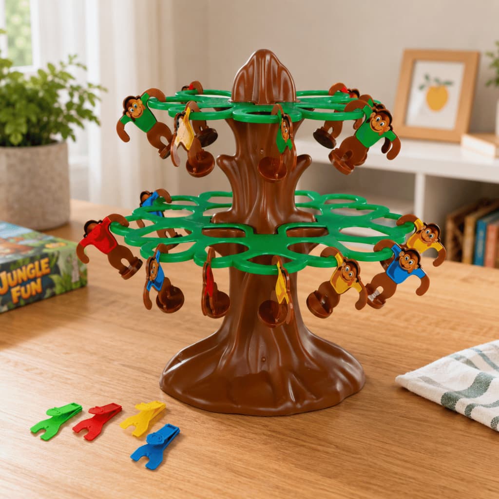 Brinquedo Pula Macaco Catapulta Lançador Macaquinho na Arvore Galhos Infantil Jogo Divertido Familia