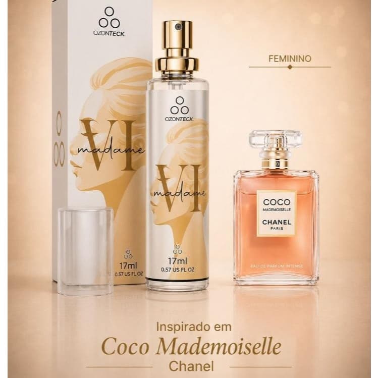 Perfume Feminino Madame Vi /Ozonteck 17 Ml Fixação Maxima Premium/ alta fixação/MADAME VI: Família olfativa âmbar floral