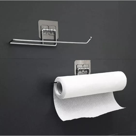 Kit Porta Papel Toalha e Suporte de Filme de Alumínio para Parede de Cozinha