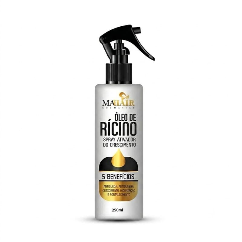 Spray Óleo de Rícino Crescimento Capilar 250ml Anti Queda Anti Quebra Hidratação e Brilho