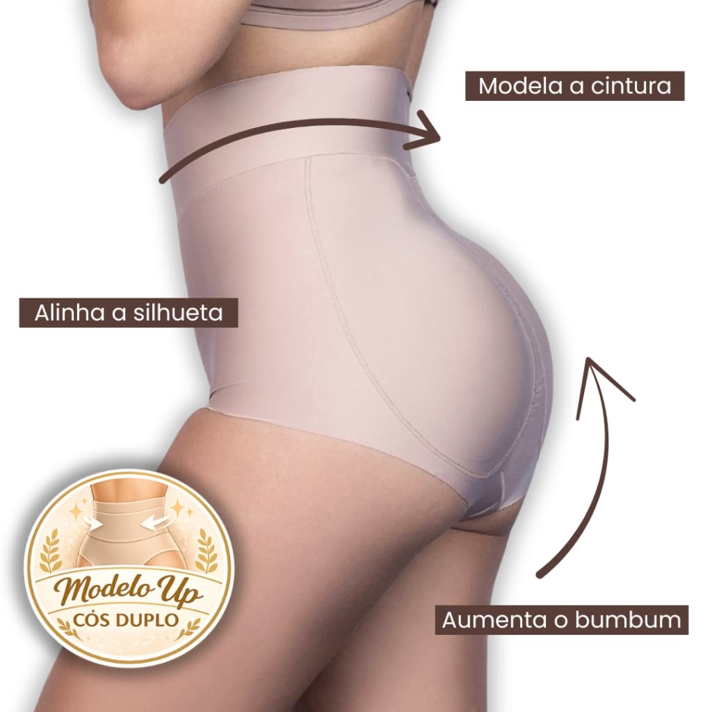 Calcinha Modeladora Levanta Bumbum Cintura Alta Não Marca Modela Silhueta