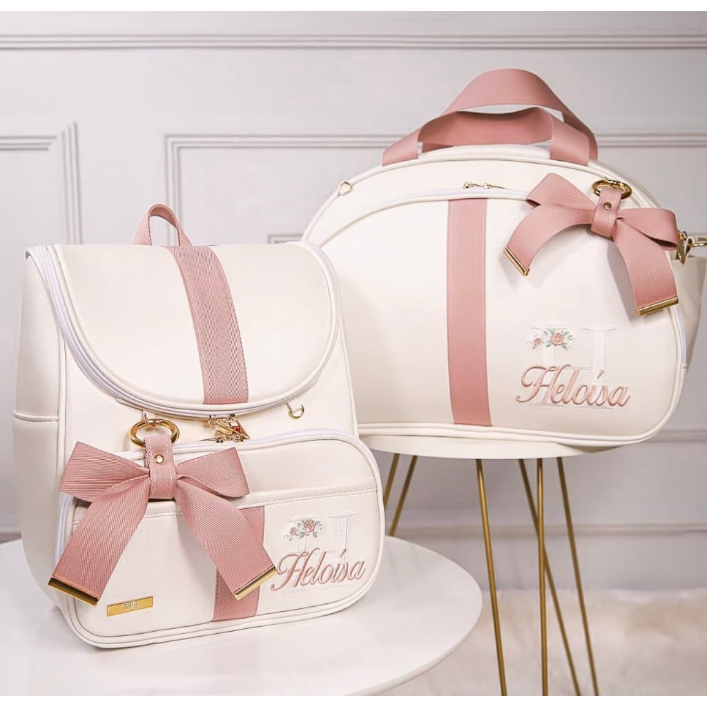 Kit Mochila Maternidade Menina + Bolsa Maternidade Personalizada Kit Bebê para Mamãe 2 Peças