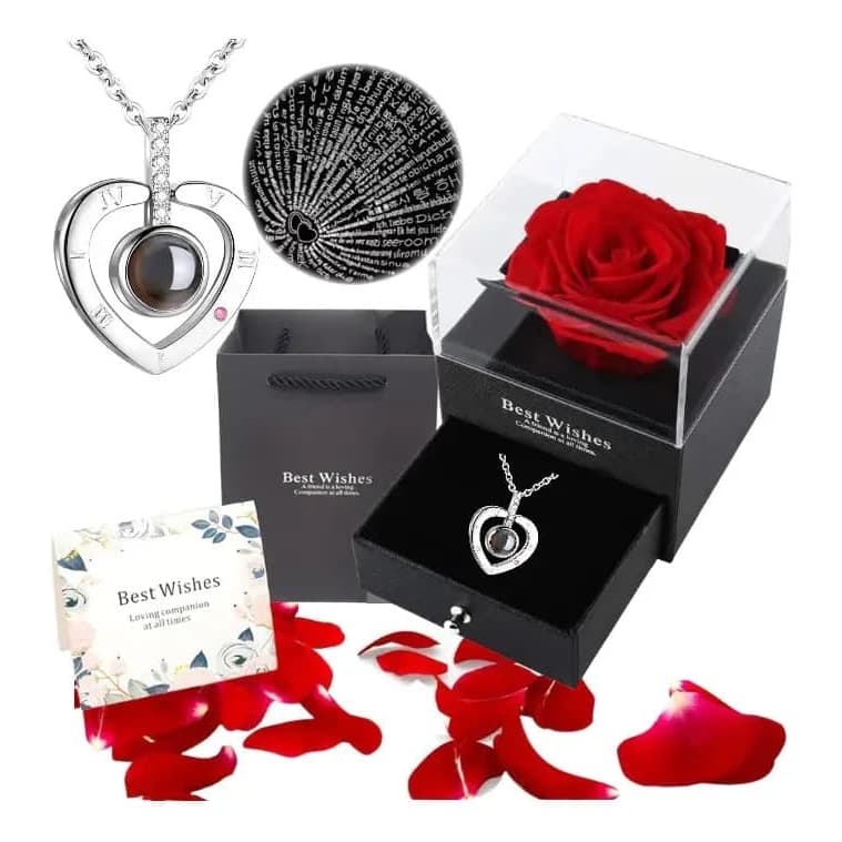 Flore Rosa Eterna Presente Artificiais C/ Te Amo 100 Idiomas Presente de aniversário exclusivo
