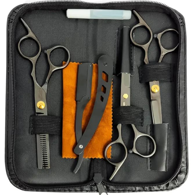 Kit De Tesouras Tomate Cabeleireiro Corte E Desbaste Aço Inoxidável Alta Precisão Completo