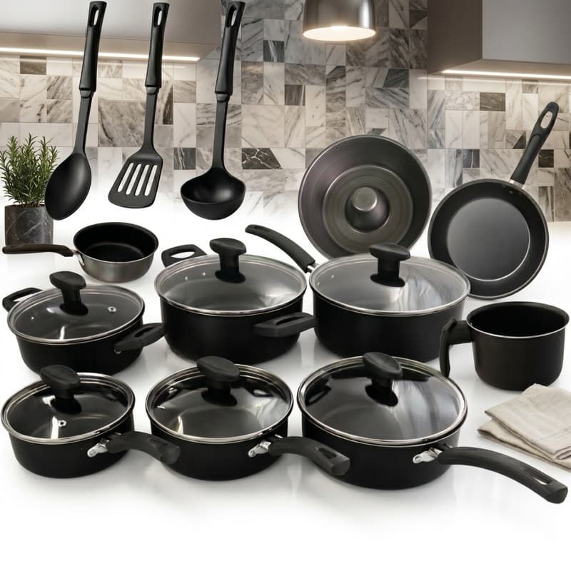 Conjunto Panelas 13 Peças Teflon Antiaderente Tampa De Vidro