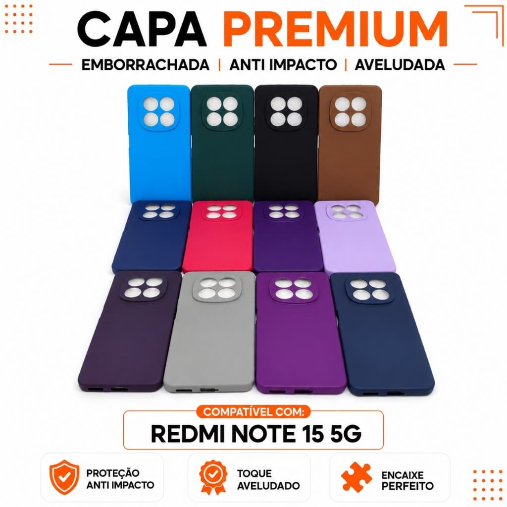 Capinha Redmi Note 15 5G Capa TPU Premium Emborrachada Anti Impacto Case Aveludada Proteção 100%