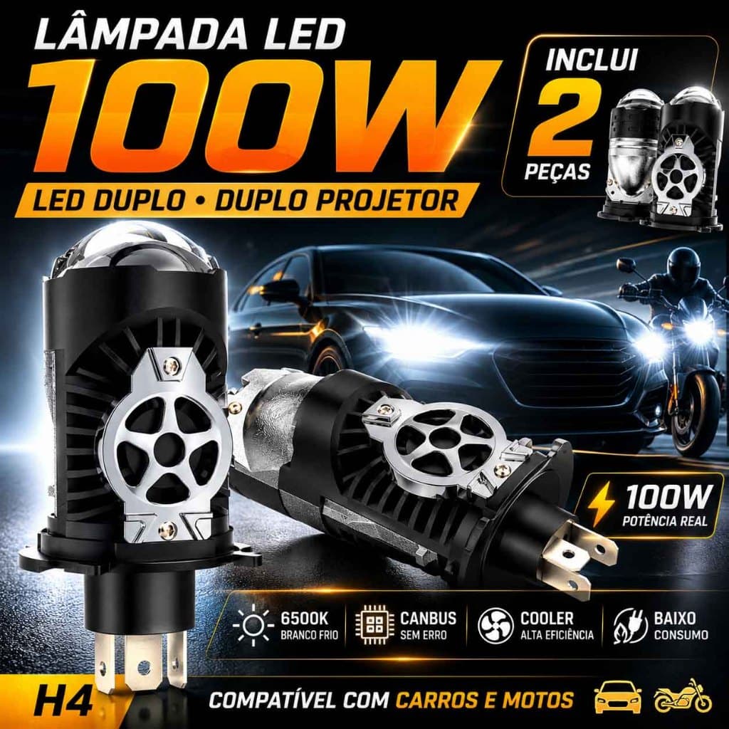 PAR DE LED FAROL H4 Bi LED Mini Lente Projetor DUPLO  Lâmpada Plug and Play EMC Farol Lâmpadas Canbus  CARRO
