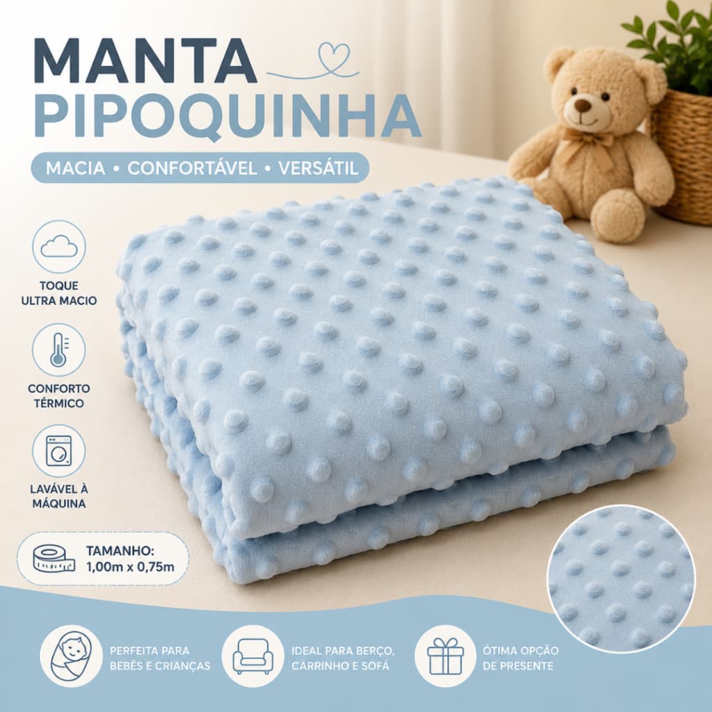 Manta Infantil Pipoquinha 100x75 cm Cobertor Bebê Macio