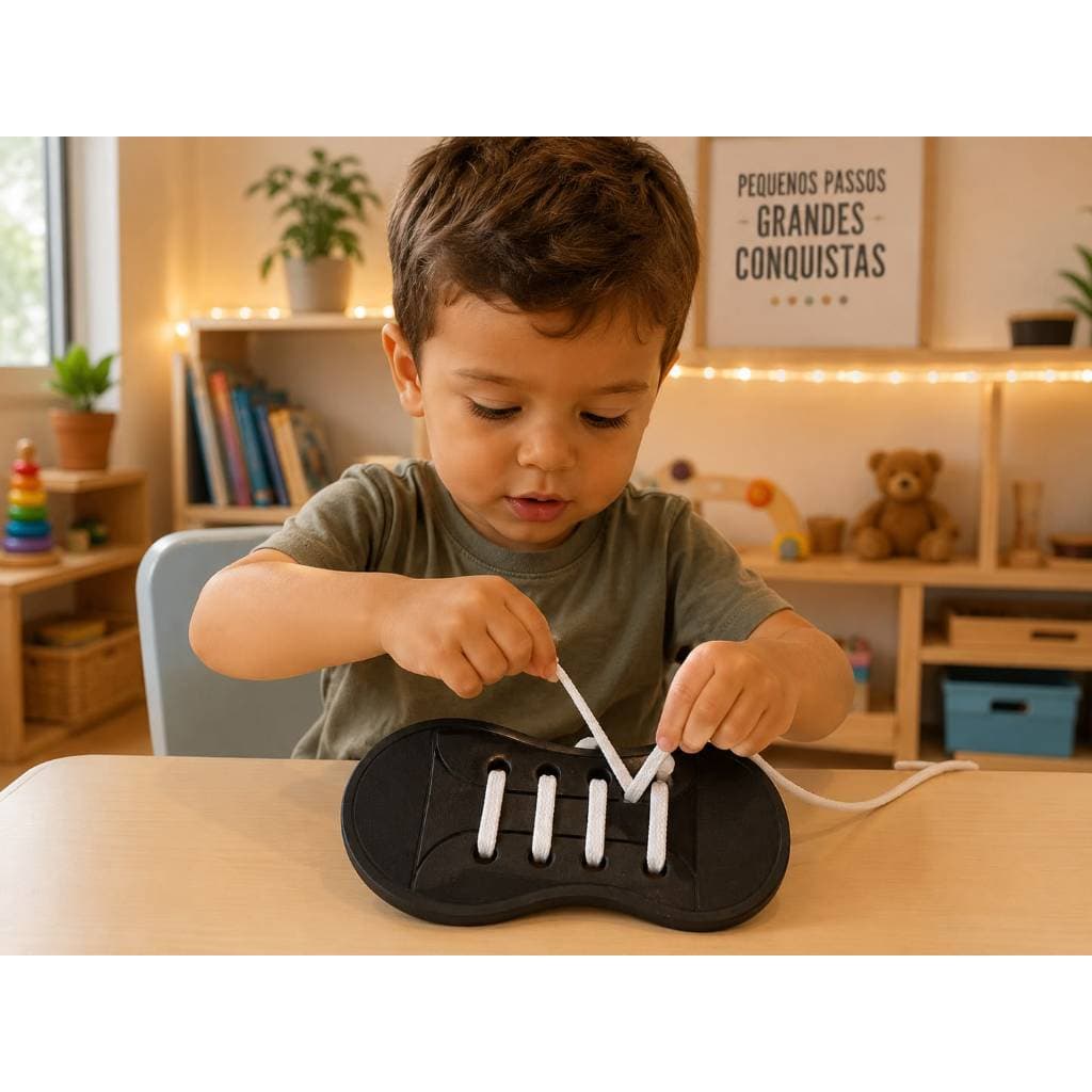 Brinquedo Educativo treino de amaraçao cadarço criança brinquedo pedagogico coordenaçao motora passa cadarço