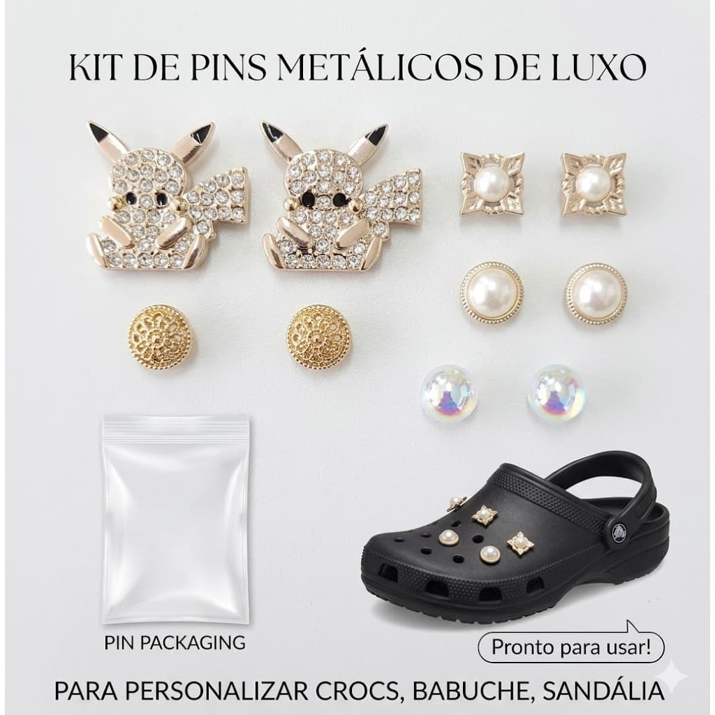 Kit Pins/Botons Luxo Para Sapatilha Babuche Sandália Personalizada Variados Premiun