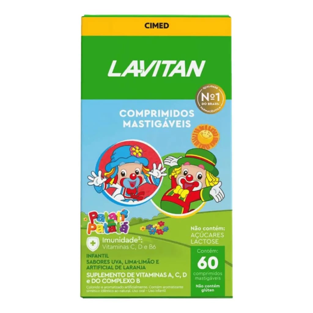 Lavitan Infantil Comprimidos Mastigável Uva lima-limão 60 Comprimidos mastigáveis