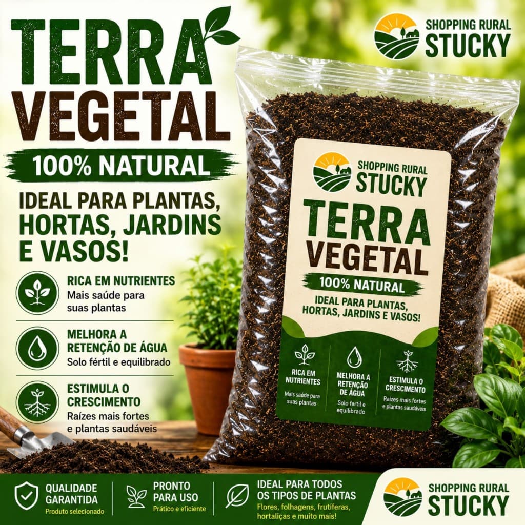 Terra Vegetal Para Plantas Vasos Horta Substrato Adubada 100% Natural