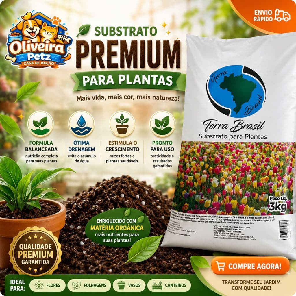 Substrato Para Plantas Terra Adubada Premium Ideal Para Deixar Suas Plantas Forte E Saudáveis 3KG