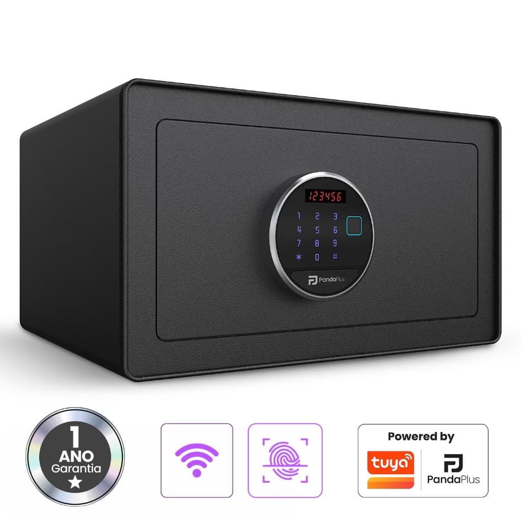 Cofre Eletrônico Digital Portátil Chave Senha Compatível Alexa Google Home Panda Plus Tuya 25x35x25