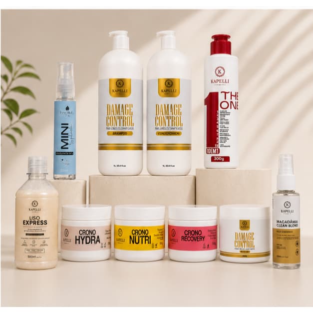 Kit Alisamento perfeito em casa 10x1 Shampoo, condicionador, máscara, óleo, progressiva, leavein, cronograma, body plash