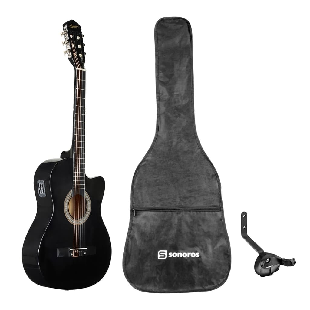 Kit Violão Elétrico Nylon LVT-320AE BK Sonoros com Capa Bag e Suporte de Parede ASK